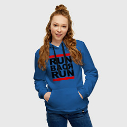 Толстовка-худи хлопковая женская Run Вася Run, цвет: синий — фото 2