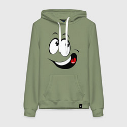 Толстовка-худи хлопковая женская Смайл01, цвет: авокадо