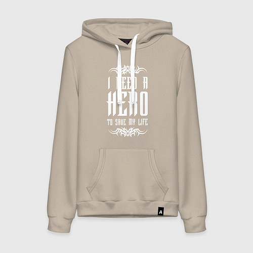 Женская толстовка-худи Skillet: I need a Hero / Миндальный – фото 1