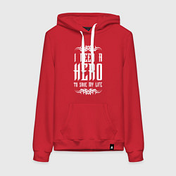 Толстовка-худи хлопковая женская Skillet: I need a Hero, цвет: красный