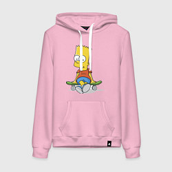 Толстовка-худи хлопковая женская Барт на скейте, цвет: светло-розовый