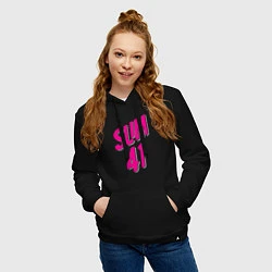 Толстовка-худи хлопковая женская Sum 41: Pink style, цвет: черный — фото 2
