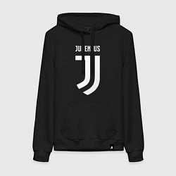 Толстовка-худи хлопковая женская FC Juventus, цвет: черный