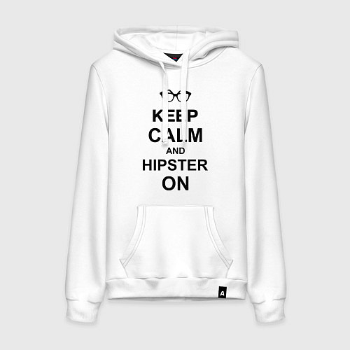 Женская толстовка-худи Keep Calm & Hipster on / Белый – фото 1