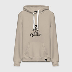 Толстовка-худи хлопковая женская Queen: Rock You, цвет: миндальный