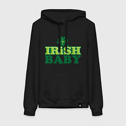 Толстовка-худи хлопковая женская Irish baby, цвет: черный