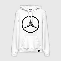 Толстовка-худи хлопковая женская Mercedes-Benz logo, цвет: белый