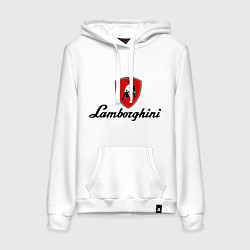 Толстовка-худи хлопковая женская Logo lamborghini, цвет: белый