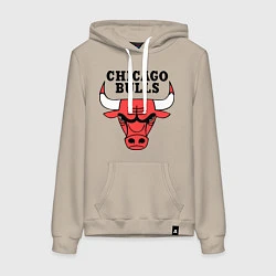 Толстовка-худи хлопковая женская Chicago Bulls, цвет: миндальный