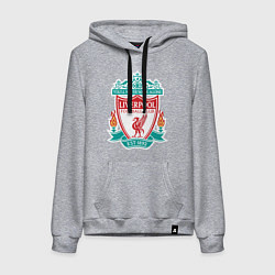 Толстовка-худи хлопковая женская Liverpool FC, цвет: меланж