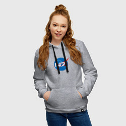 Толстовка-худи хлопковая женская NASA N7, цвет: меланж — фото 2