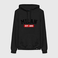 Толстовка-худи хлопковая женская FC Milan Est. 1899, цвет: черный