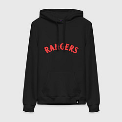 Толстовка-худи хлопковая женская Texas Rangers logotype, цвет: черный