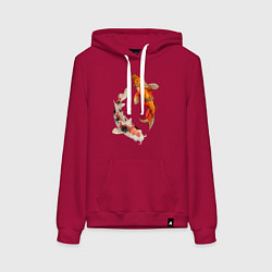 Толстовка-худи хлопковая женская Инь-Ян, цвет: маджента
