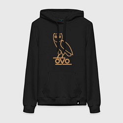 Толстовка-худи хлопковая женская OVO Owl, цвет: черный