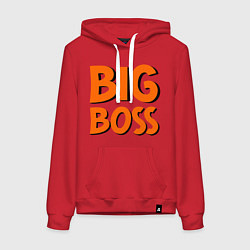 Толстовка-худи хлопковая женская Big Boss, цвет: красный