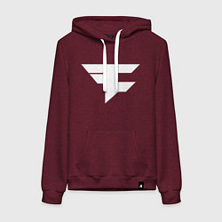 Толстовка-худи хлопковая женская FAZE Symbol, цвет: меланж-бордовый