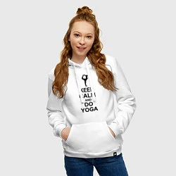 Толстовка-худи хлопковая женская Keep Calm & Do Yoga, цвет: белый — фото 2