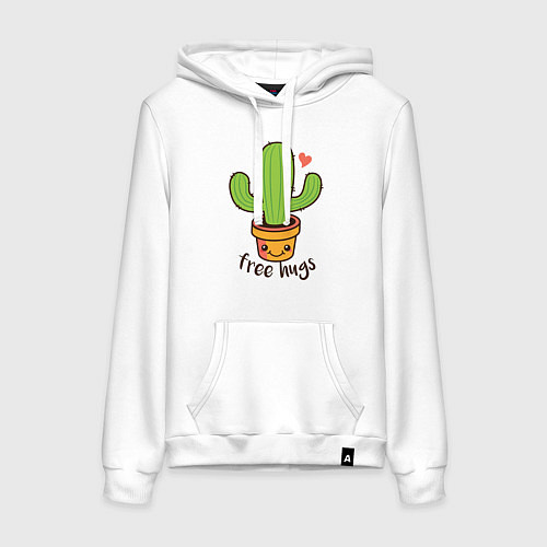 Женская толстовка-худи Cactus: free hugs / Белый – фото 1