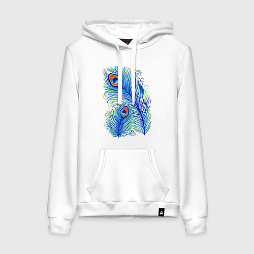 Женская толстовка-худи Peacock feather / Белый – фото 1