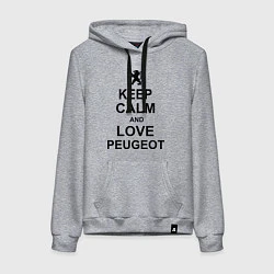 Толстовка-худи хлопковая женская Keep Calm & Love Peugeot, цвет: меланж