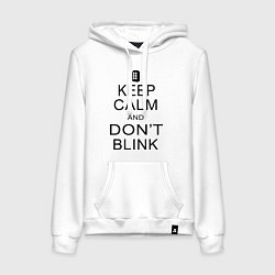 Толстовка-худи хлопковая женская Keep Calm & Don't Blink, цвет: белый