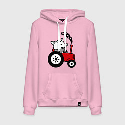 Толстовка-худи хлопковая женская Поросенок Петр, цвет: светло-розовый
