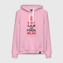 Толстовка-худи хлопковая женская Keep Calm & Forza Milan, цвет: светло-розовый