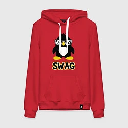 Толстовка-худи хлопковая женская SWAG Penguin, цвет: красный