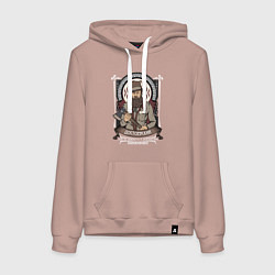 Толстовка-худи хлопковая женская Достоевский Федор, цвет: пыльно-розовый