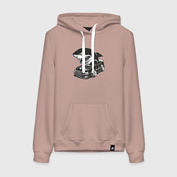 Толстовка-худи хлопковая женская Акула на Тойоте, цвет: пыльно-розовый