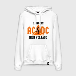 Толстовка-худи хлопковая женская AC/DC: High Voltage, цвет: белый