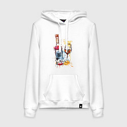 Толстовка-худи хлопковая женская Винишко, цвет: белый