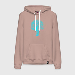 Толстовка-худи хлопковая женская Cyberpunk 2077: Blue Tree, цвет: пыльно-розовый