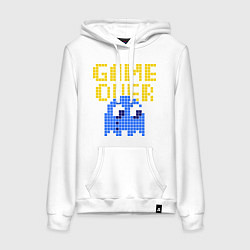 Толстовка-худи хлопковая женская Pac-Man: Game over, цвет: белый