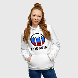 Толстовка-худи хлопковая женская I russia, цвет: белый — фото 2
