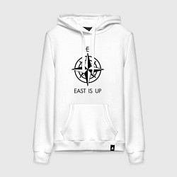 Толстовка-худи хлопковая женская TOP: East is Up, цвет: белый