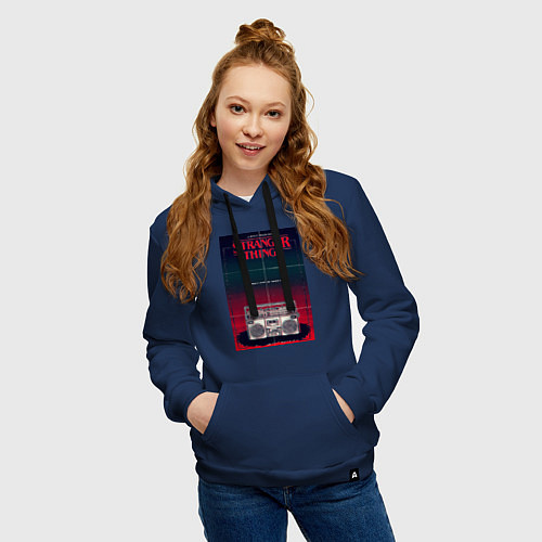 Женская толстовка-худи Название и магнитофон / Тёмно-синий – фото 3