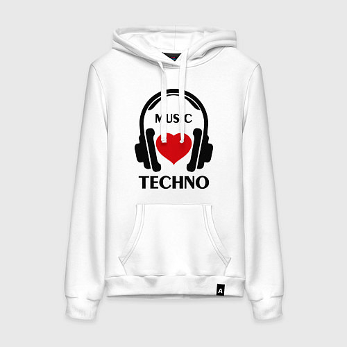 Женская толстовка-худи Techno Music is Love / Белый – фото 1