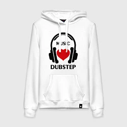 Толстовка-худи хлопковая женская Dubstep Music is Love, цвет: белый