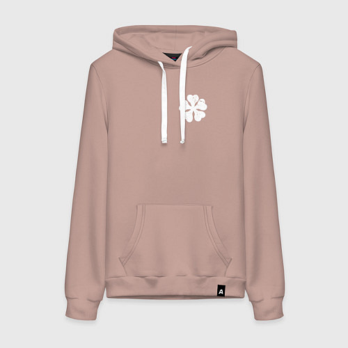 Женская толстовка-худи ЧЁРНЫЙ КЛЕВЕР НА СПИНЕ / Пыльно-розовый – фото 1