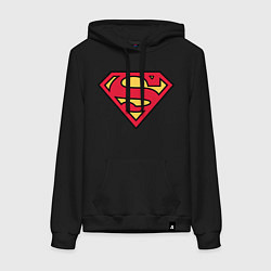 Толстовка-худи хлопковая женская Superman logo цвета черный — фото 1