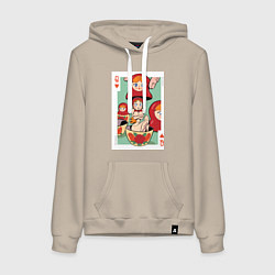 Толстовка-худи хлопковая женская Матрешка, цвет: миндальный