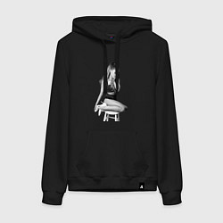 Толстовка-худи хлопковая женская ARIANA GRANDE, цвет: черный