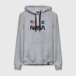 Толстовка-худи хлопковая женская NASA НАСА, цвет: меланж