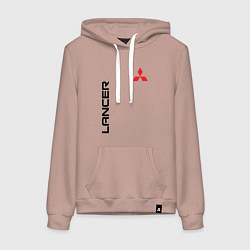 Толстовка-худи хлопковая женская MITSUBISHI LANCER, цвет: пыльно-розовый