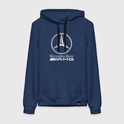 Толстовка-худи хлопковая женская MERCEDES-BENZ AMG, цвет: тёмно-синий