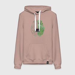 Толстовка-худи хлопковая женская Программист, цвет: пыльно-розовый