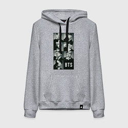 Толстовка-худи хлопковая женская BTS, цвет: меланж