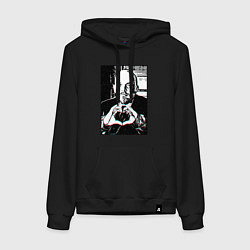 Толстовка-худи хлопковая женская Ленин Oko, цвет: черный